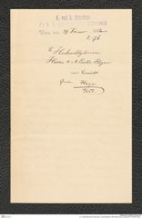 k.k. naturhistorisches Hofmuseum, Intendanzakten 1885-1896 (Hauer), Aktenzahl Z.76/1892, Seite 1
